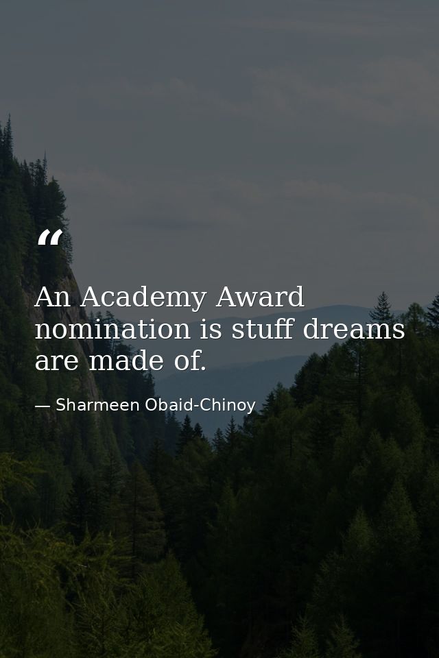 An Academy Award nomination is stuff dreams are made of. — Sharmeen Obaid-Chinoy