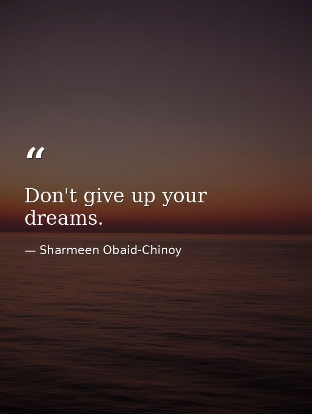 Don't give up your dreams. — Sharmeen Obaid-Chinoy