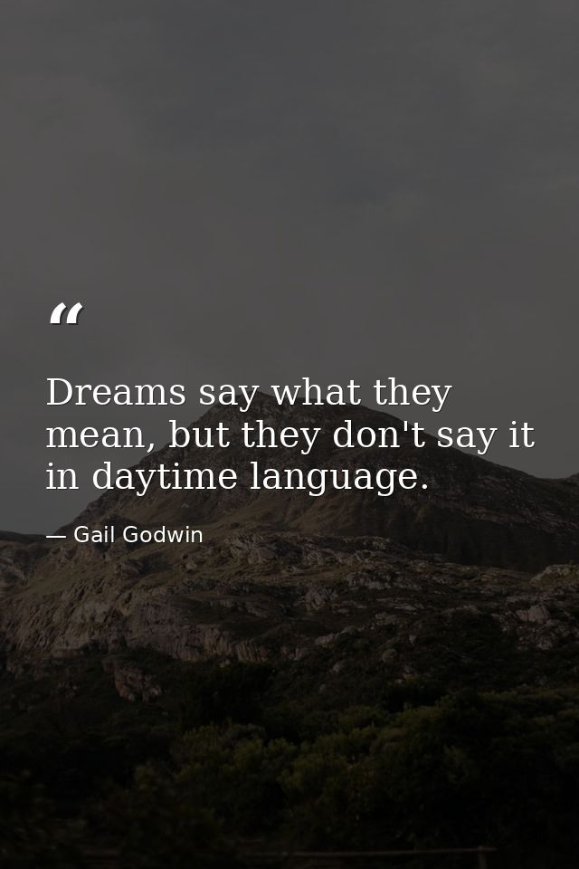 Dreams say what they mean, but they don't say it in daytime language. — Gail Godwin