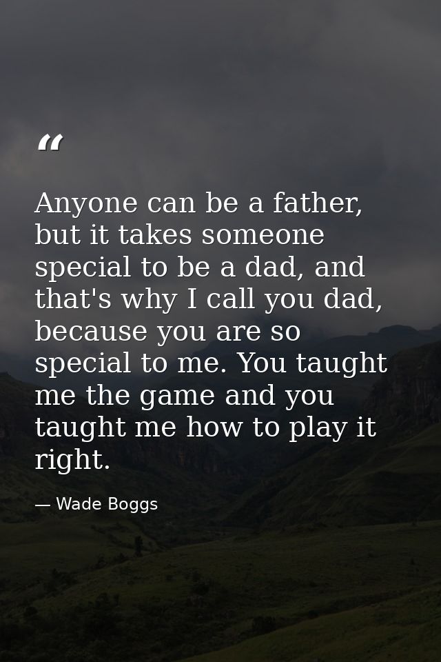 Anyone can be a father, but it takes someone special to be a dad, and that's why I call you dad, because you are so spec — Wade Boggs