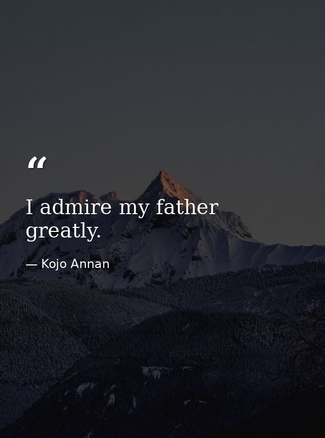 I admire my father greatly. — Kojo Annan