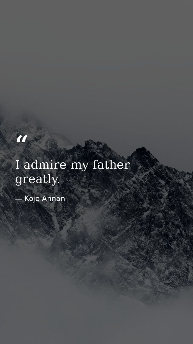 I admire my father greatly. — Kojo Annan