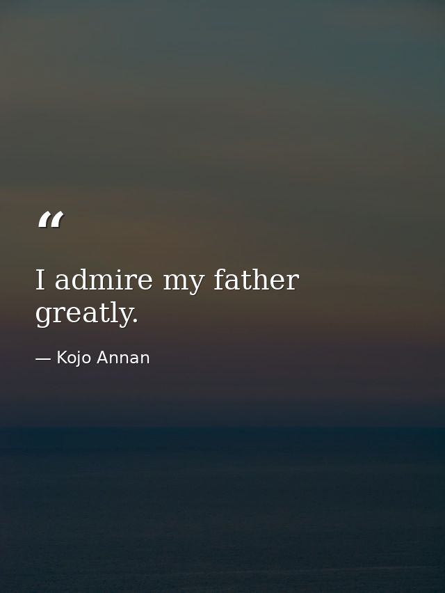 I admire my father greatly. — Kojo Annan