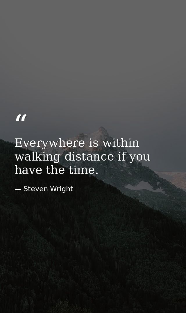 Everywhere is within walking distance if you have the time. — Steven Wright