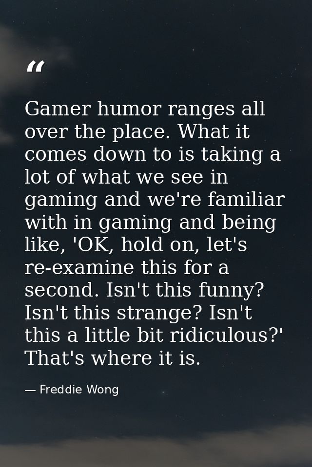 Gamer humor ranges all over the place. What it comes down to is taking a lot of what we see in gaming and we're familiar — Freddie Wong