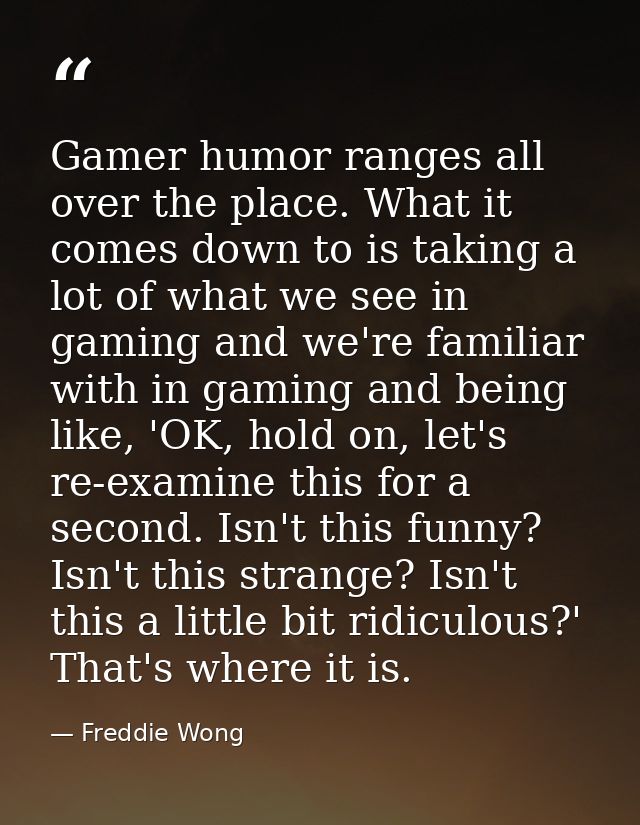 Gamer humor ranges all over the place. What it comes down to is taking a lot of what we see in gaming and we're familiar — Freddie Wong