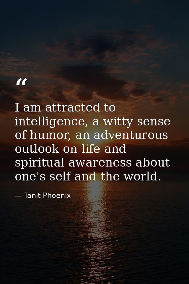 I am attracted to intelligence, a witty sense of humor, an adventurous outlook on life and spiritual awareness about one — Tanit Phoenix
