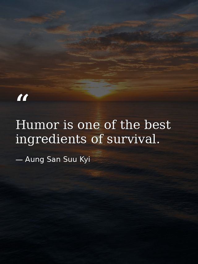 Humor is one of the best ingredients of survival. — Aung San Suu Kyi