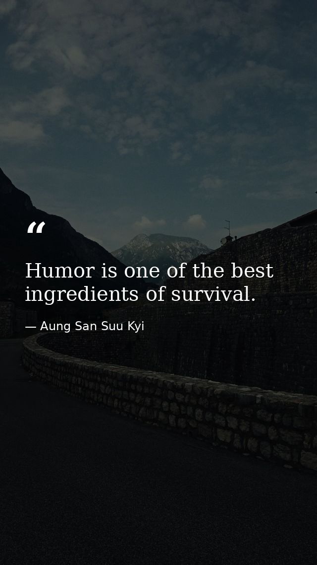 Humor is one of the best ingredients of survival. — Aung San Suu Kyi