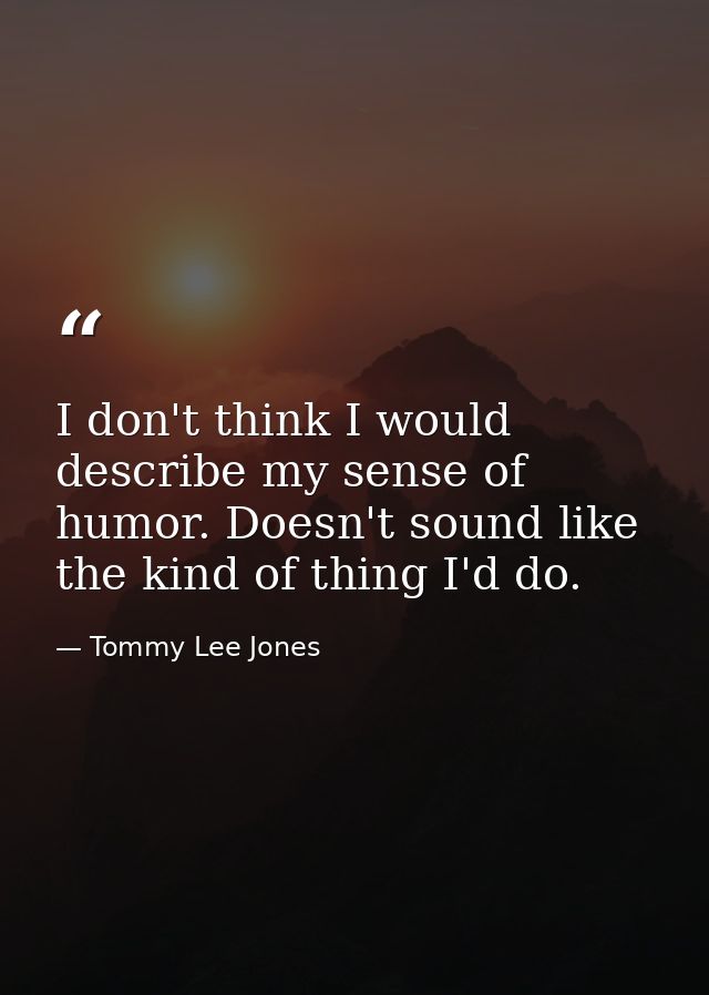 I don't think I would describe my sense of humor. Doesn't sound like the kind of thing I'd do. — Tommy Lee Jones