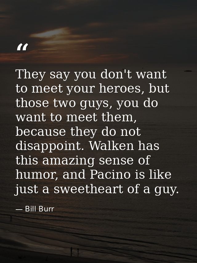 They say you don't want to meet your heroes, but those two guys, you do want to meet them, because they do not disappoin — Bill Burr