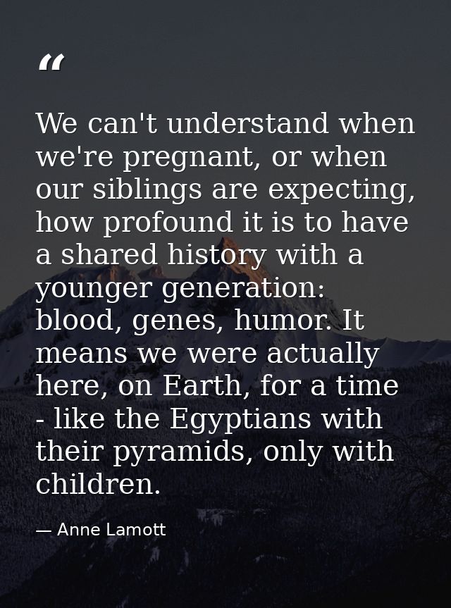We can't understand when we're pregnant, or when our siblings are expecting, how profound it is to have a shared history — Anne Lamott