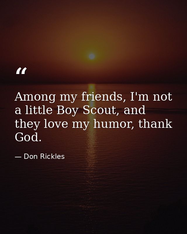 Among my friends, I'm not a little Boy Scout, and they love my humor, thank God. — Don Rickles