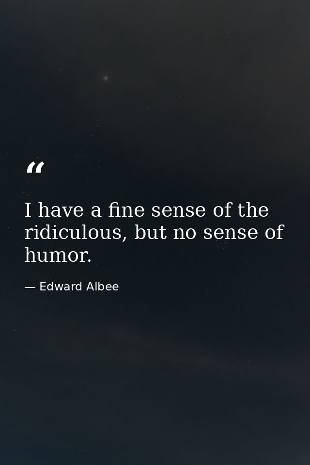I have a fine sense of the ridiculous, but no sense of humor. — Edward Albee