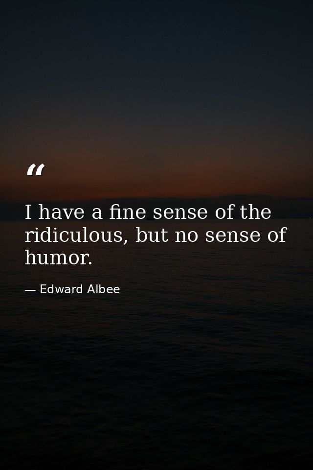 I have a fine sense of the ridiculous, but no sense of humor. — Edward Albee