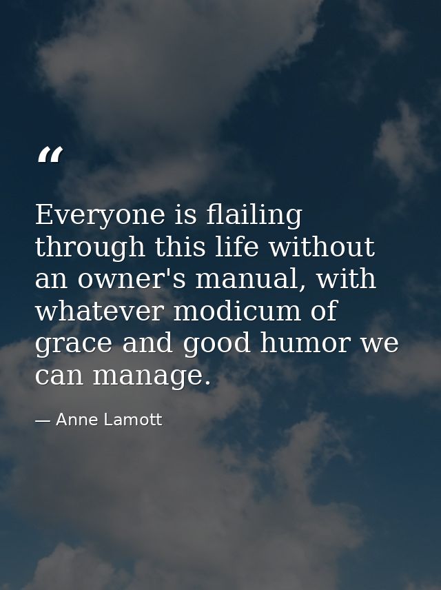 Everyone is flailing through this life without an owner's manual, with whatever modicum of grace and good humor we can m — Anne Lamott