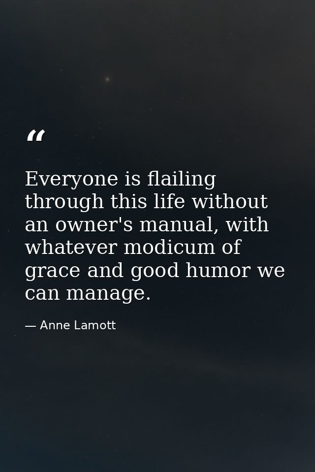 Everyone is flailing through this life without an owner's manual, with whatever modicum of grace and good humor we can m — Anne Lamott
