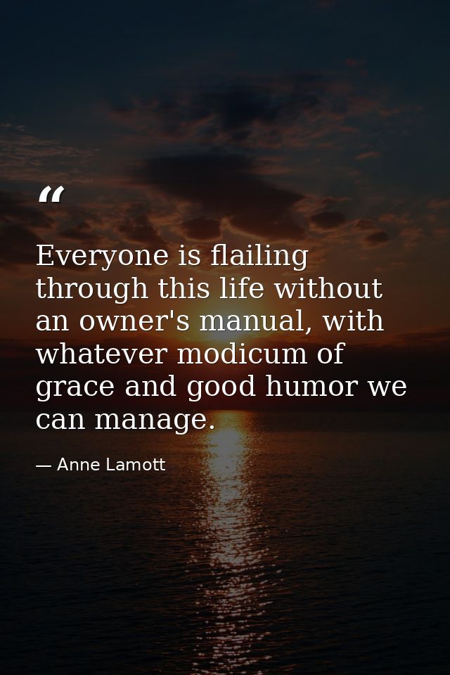 Everyone is flailing through this life without an owner's manual, with whatever modicum of grace and good humor we can m — Anne Lamott