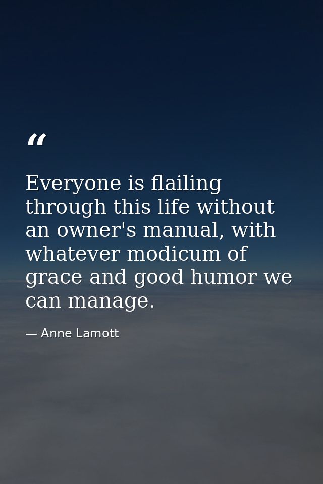 Everyone is flailing through this life without an owner's manual, with whatever modicum of grace and good humor we can m — Anne Lamott