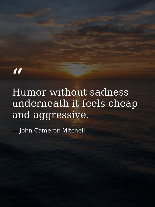 Humor without sadness underneath it feels cheap and aggressive. — John Cameron Mitchell