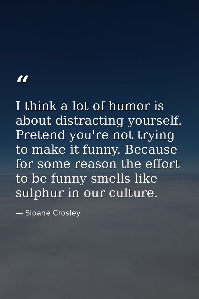 I think a lot of humor is about distracting yourself. Pretend you're not trying to make it funny. Because for some reaso — Sloane Crosley