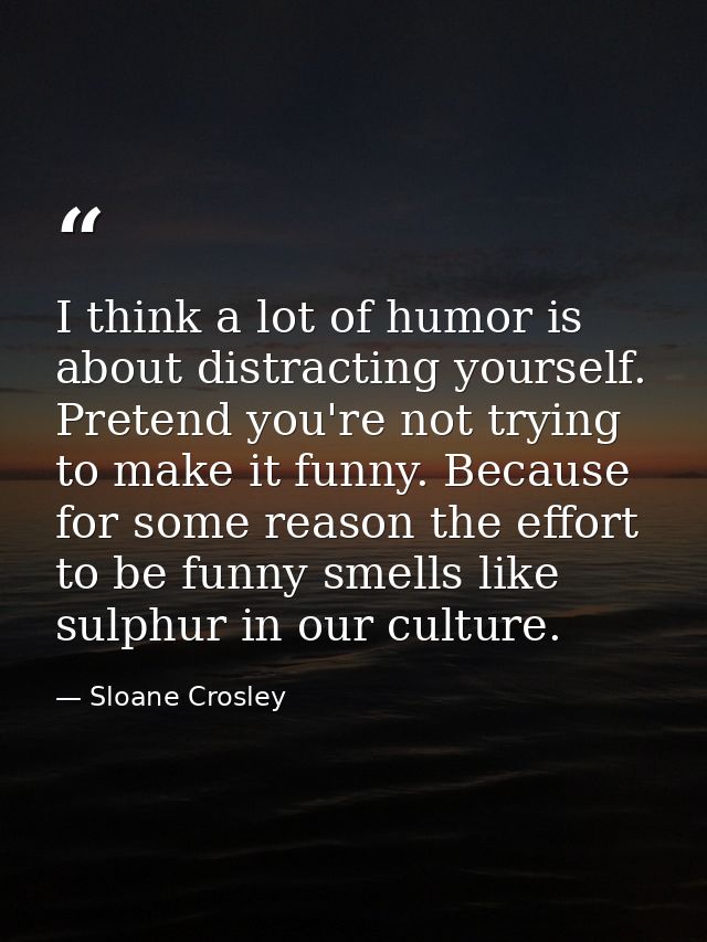 I think a lot of humor is about distracting yourself. Pretend you're not trying to make it funny. Because for some reaso — Sloane Crosley