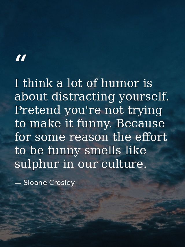 I think a lot of humor is about distracting yourself. Pretend you're not trying to make it funny. Because for some reaso — Sloane Crosley