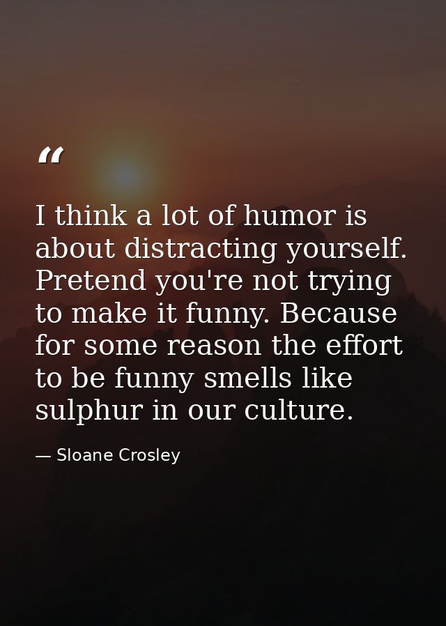 I think a lot of humor is about distracting yourself. Pretend you're not trying to make it funny. Because for some reaso — Sloane Crosley