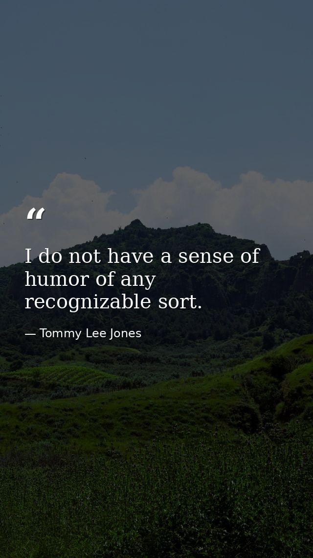 I do not have a sense of humor of any recognizable sort. — Tommy Lee Jones