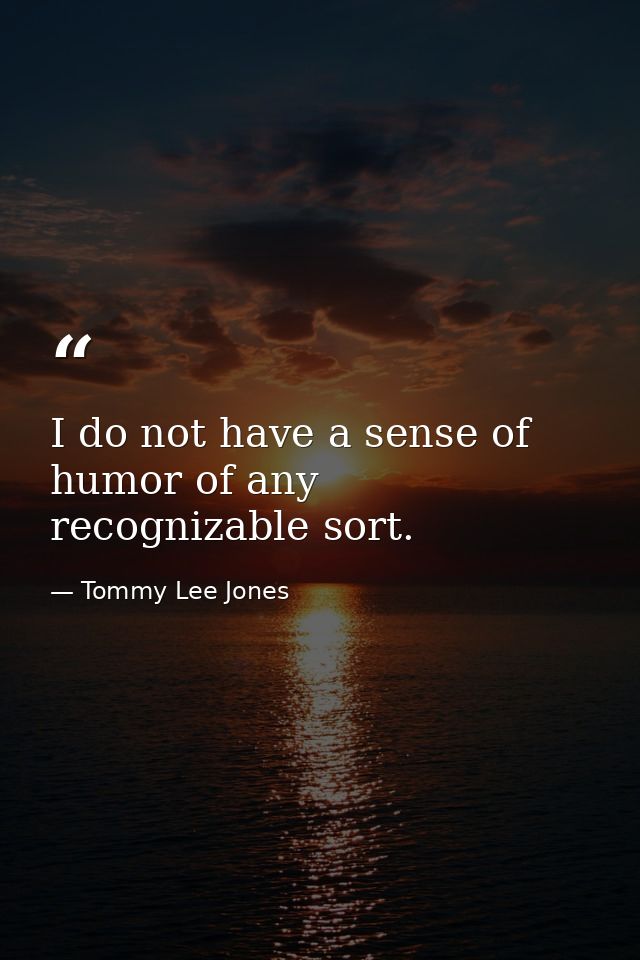I do not have a sense of humor of any recognizable sort. — Tommy Lee Jones