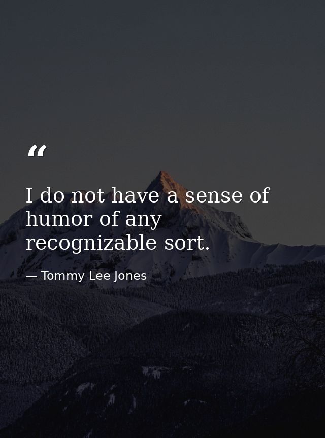 I do not have a sense of humor of any recognizable sort. — Tommy Lee Jones