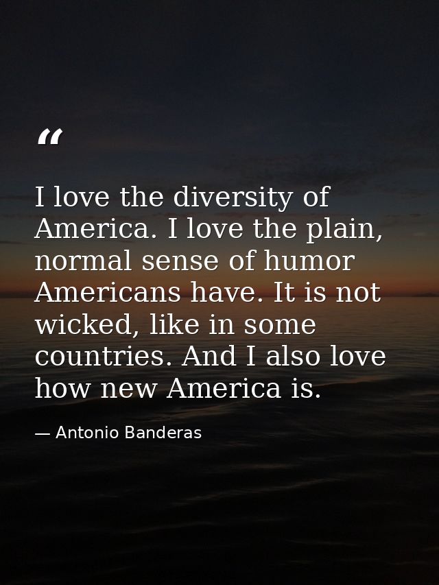 I love the diversity of America. I love the plain, normal sense of humor Americans have. It is not wicked, like in some  — Antonio Banderas