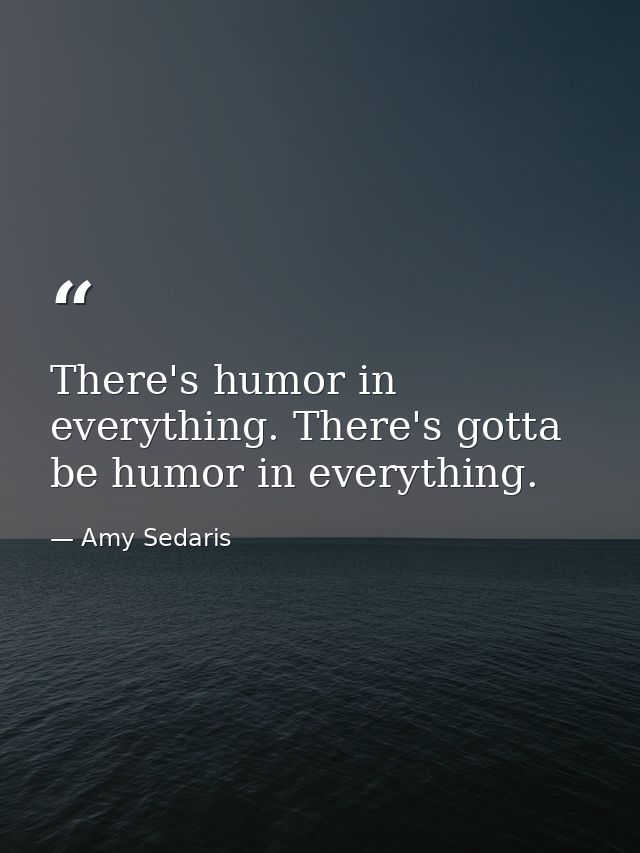 There's humor in everything. There's gotta be humor in everything. — Amy Sedaris