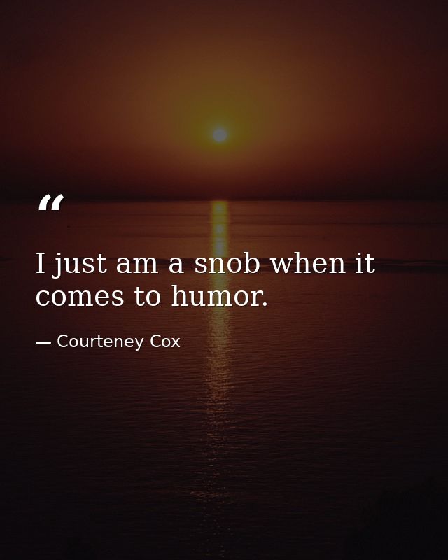 I just am a snob when it comes to humor. — Courteney Cox