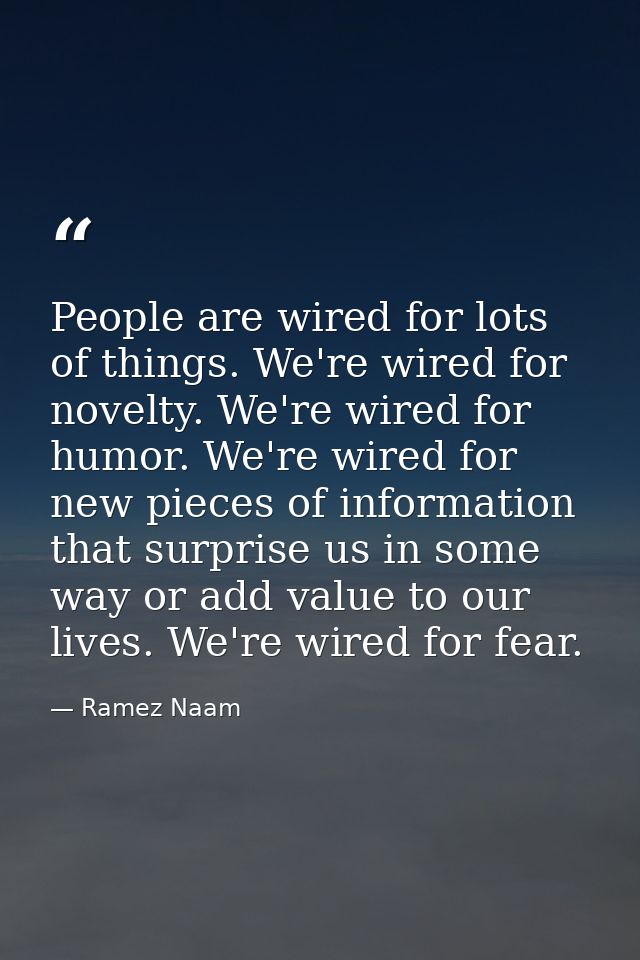 People are wired for lots of things. We're wired for novelty. We're wired for humor. We're wired for new pieces of infor — Ramez Naam