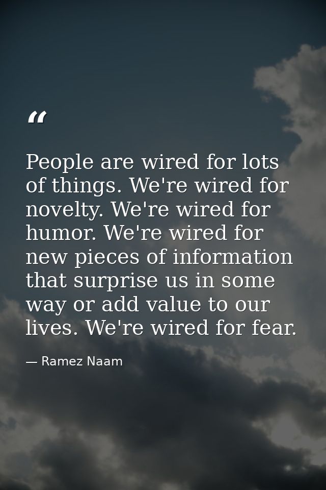 People are wired for lots of things. We're wired for novelty. We're wired for humor. We're wired for new pieces of infor — Ramez Naam