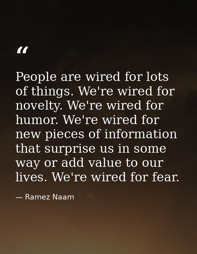 People are wired for lots of things. We're wired for novelty. We're wired for humor. We're wired for new pieces of infor — Ramez Naam