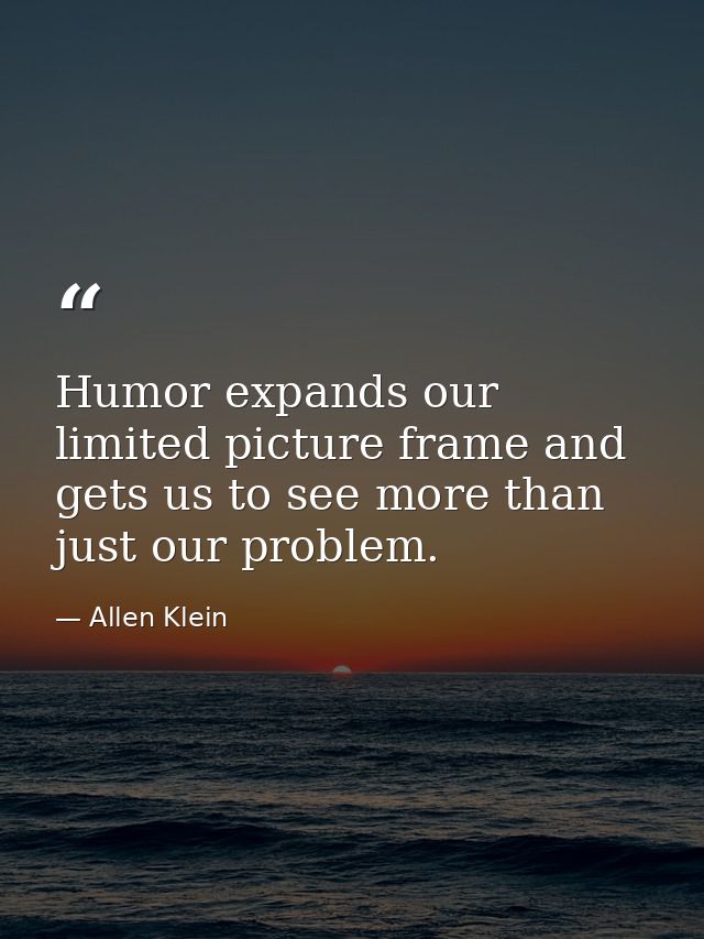 Humor expands our limited picture frame and gets us to see more than just our problem. — Allen Klein