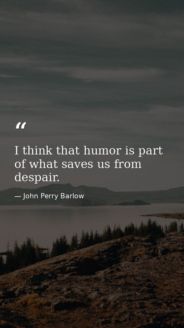 I think that humor is part of what saves us from despair. — John Perry Barlow