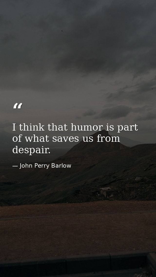 I think that humor is part of what saves us from despair. — John Perry Barlow