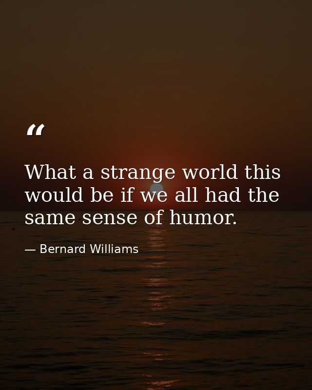 What a strange world this would be if we all had the same sense of humor. — Bernard Williams