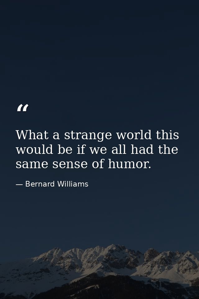 What a strange world this would be if we all had the same sense of humor. — Bernard Williams