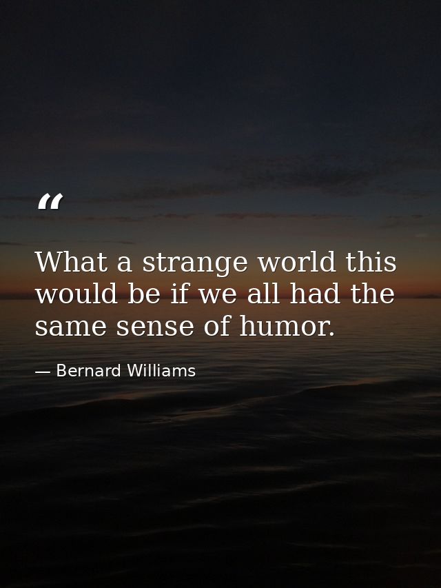 What a strange world this would be if we all had the same sense of humor. — Bernard Williams