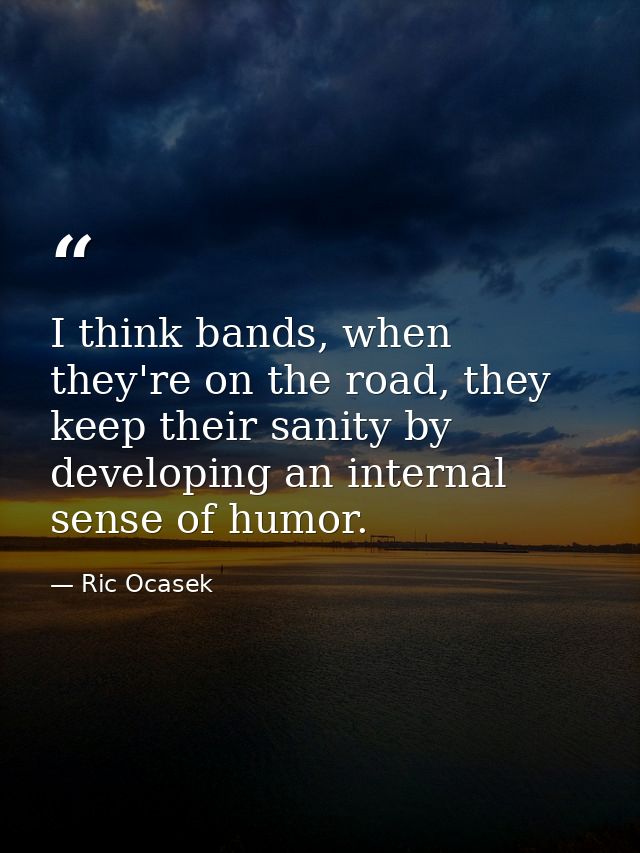 I think bands, when they're on the road, they keep their sanity by developing an internal sense of humor. — Ric Ocasek