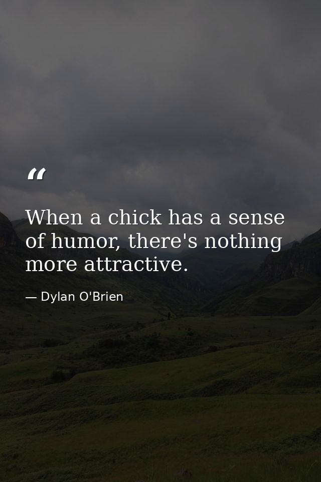 When a chick has a sense of humor, there's nothing more attractive. — Dylan O'Brien