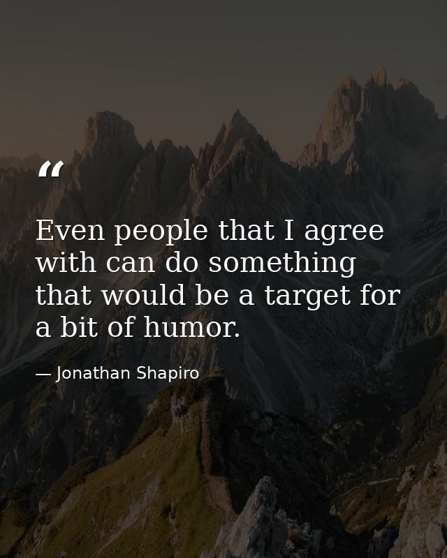 Even people that I agree with can do something that would be a target for a bit of humor. — Jonathan Shapiro