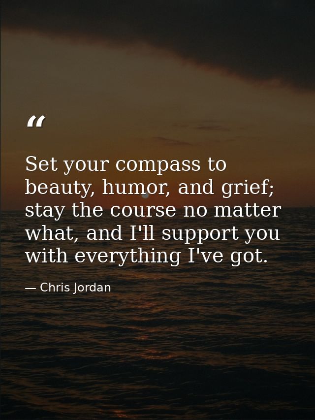 Set your compass to beauty, humor, and grief; stay the course no matter what, and I'll support you with everything I've  — Chris Jordan