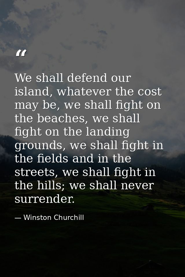 We shall defend our island, whatever the cost may be, we shall fight on the beaches, we shall fight on the landing groun — Winston Churchill
