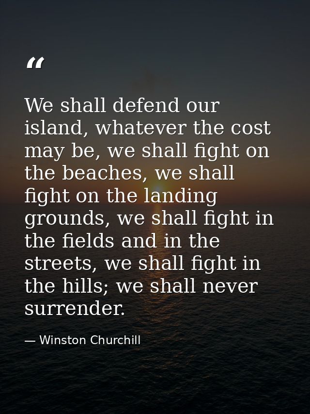 We shall defend our island, whatever the cost may be, we shall fight on the beaches, we shall fight on the landing groun — Winston Churchill