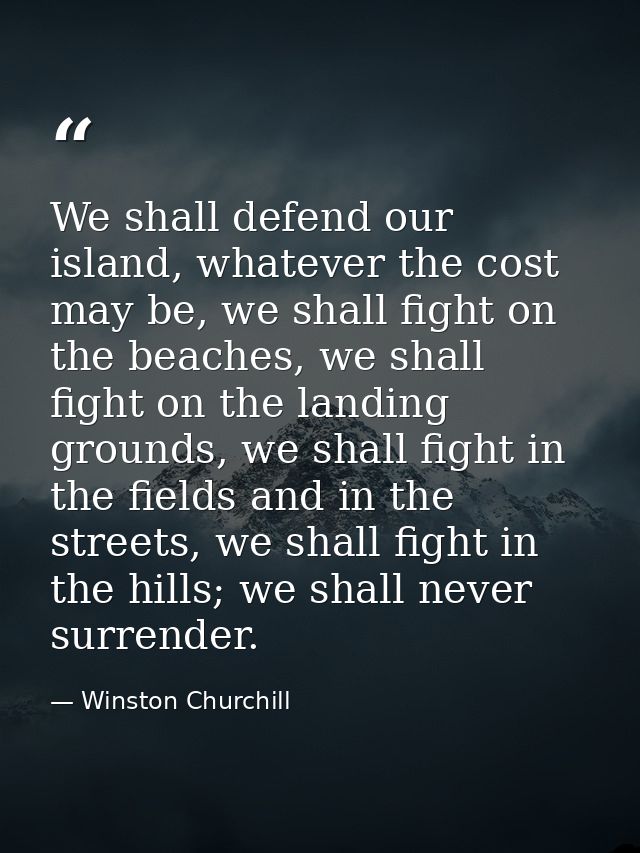 We shall defend our island, whatever the cost may be, we shall fight on the beaches, we shall fight on the landing groun — Winston Churchill